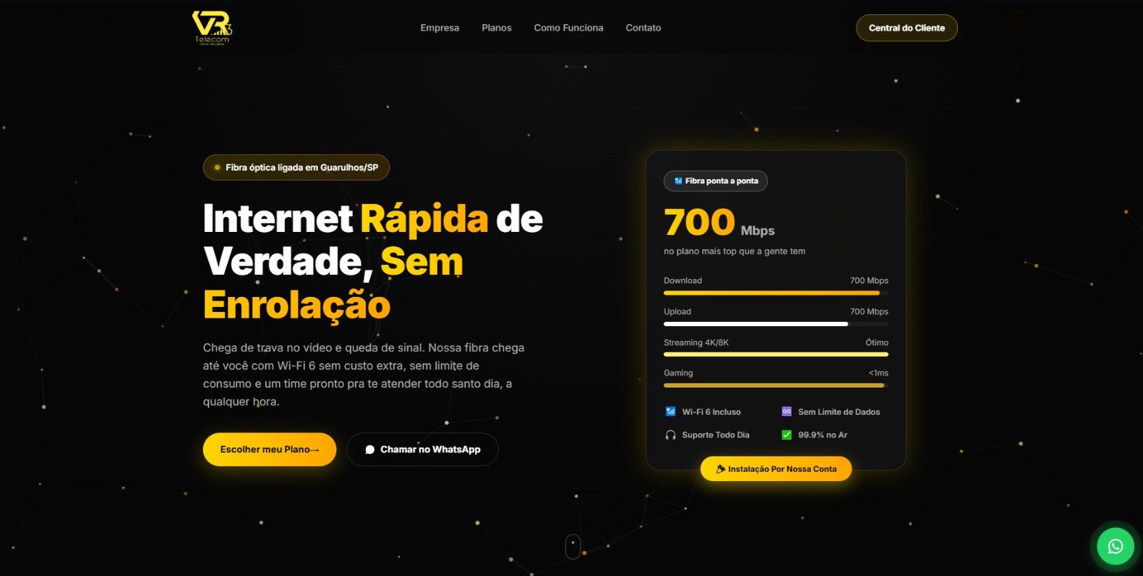 Site da VR3 Telecom, projeto Codexus Web